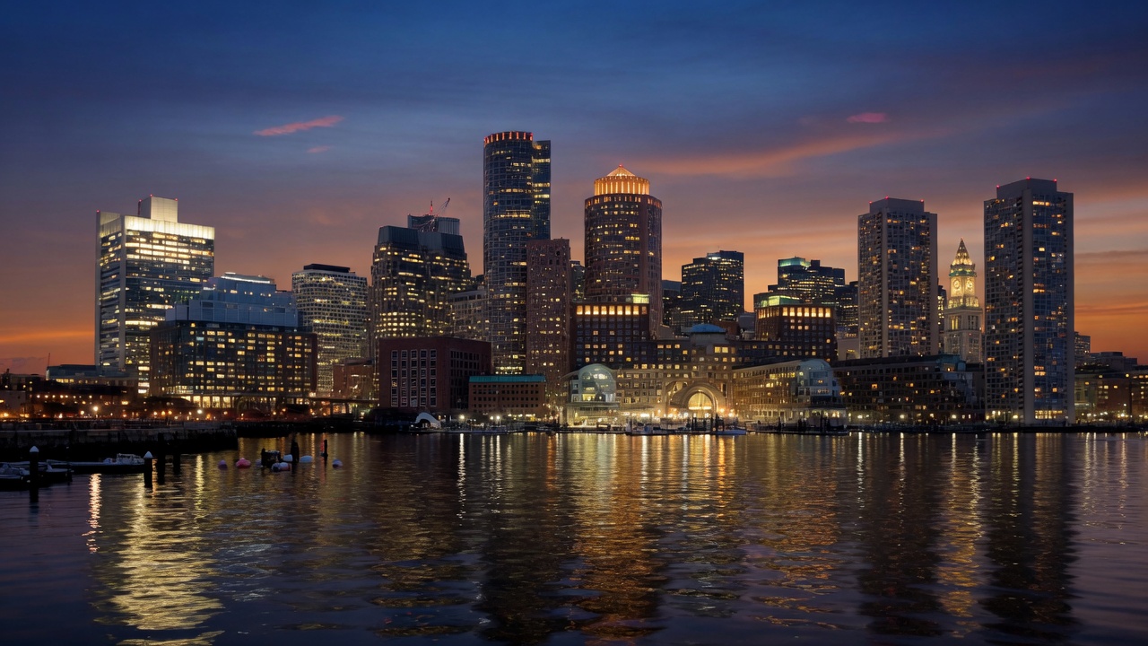 Boston skyline at dusk